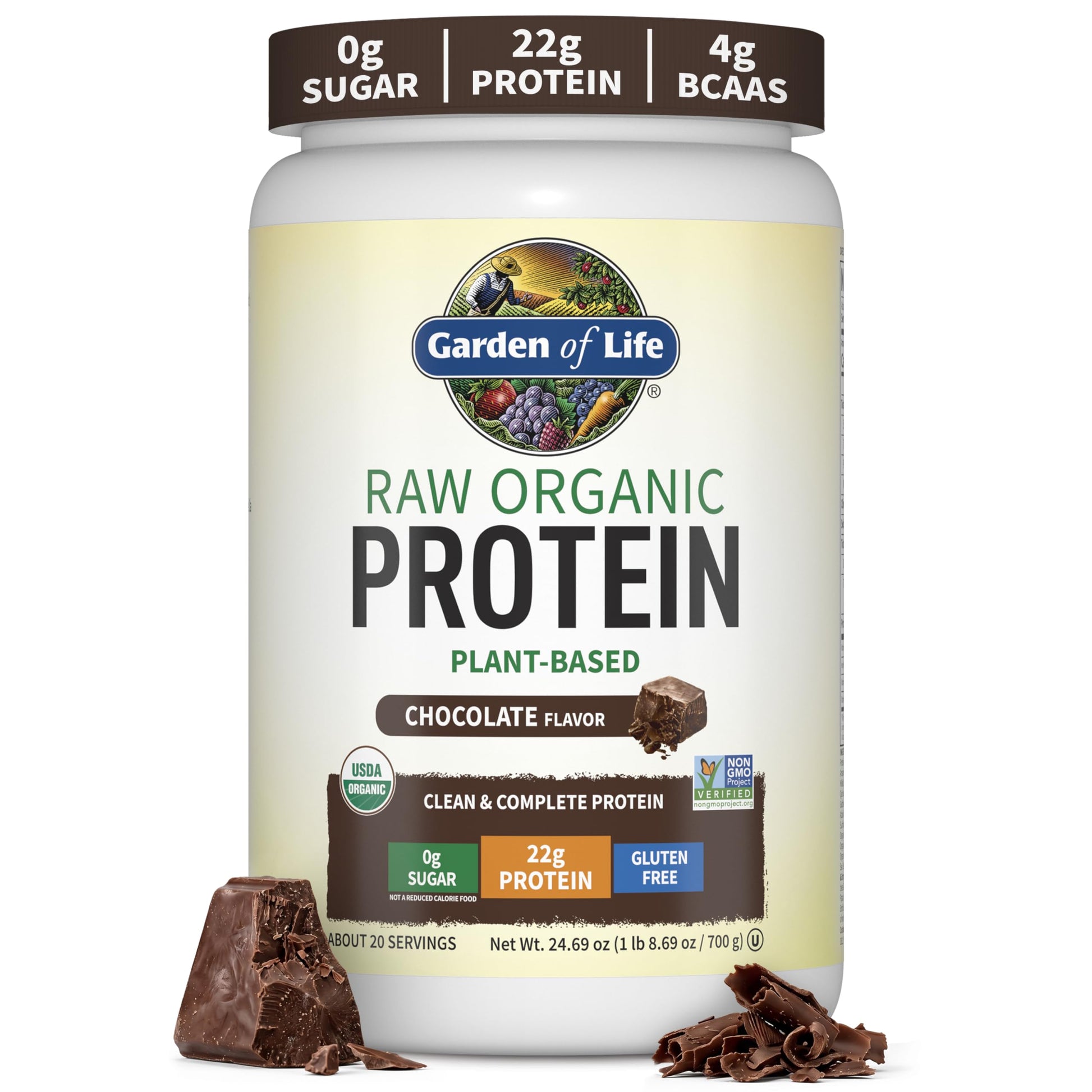 Garden of Life Protein Powder, Vegan, Chocolate, 20 Servings