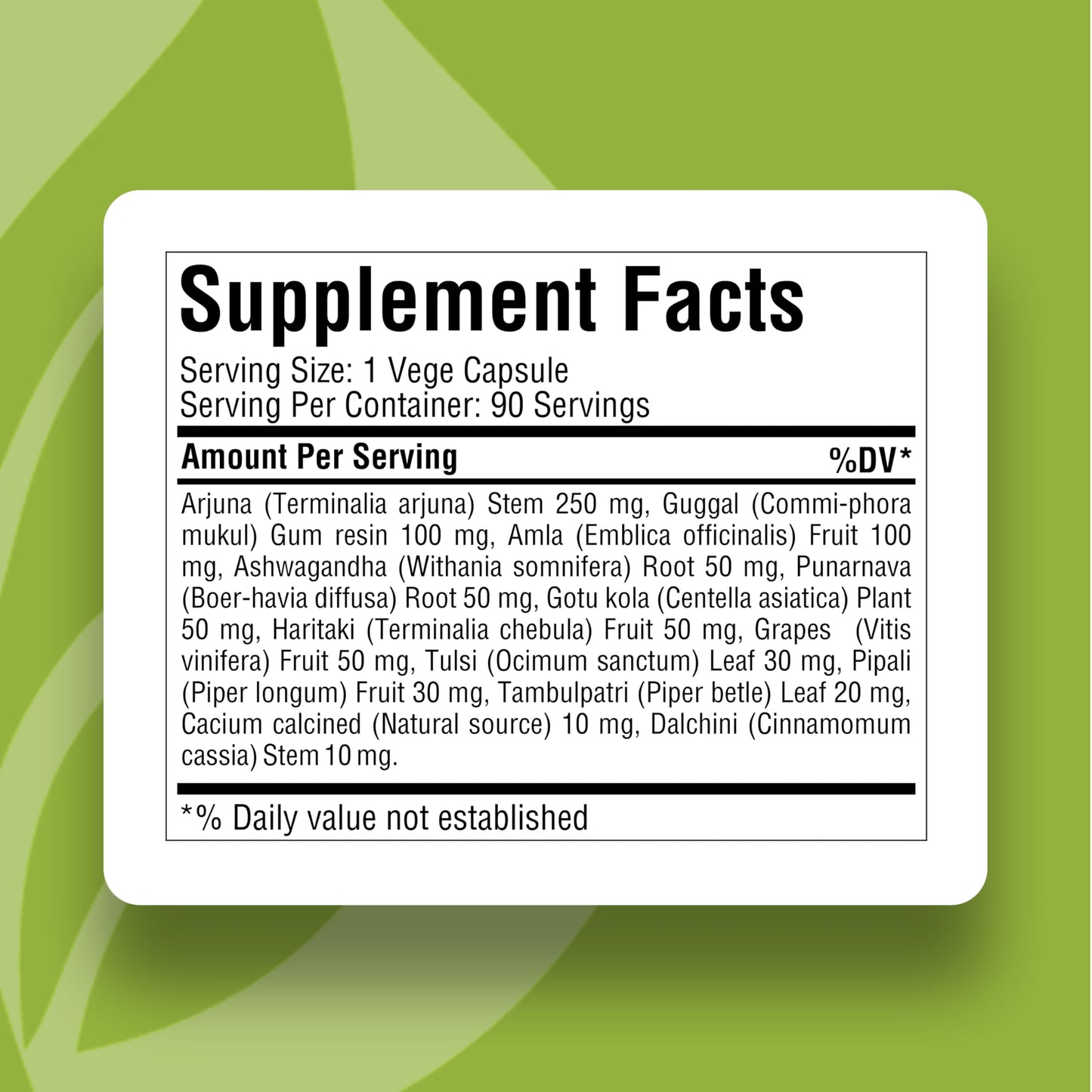 Herbsforever Heart Health Cardiovascular Support with Ashwagandha, Guggulipid, Terminalia Arjuna, Cinnamon, Garlic, Indian Gooseberry + 13 Herb Extracts, 800mg per Capsule, 90 Veg Capsules