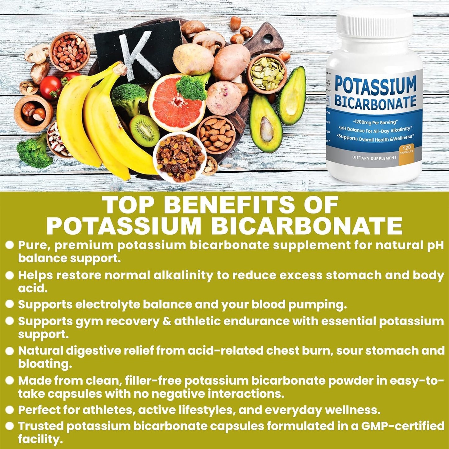 Kidney Restore Potassium Bicarbonate Supplement Capsules, 240 Capsules