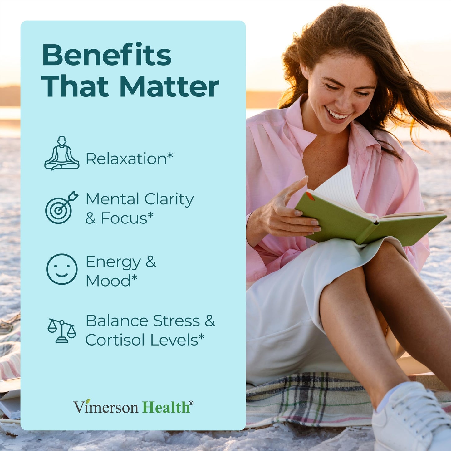 Vimerson Health Stress Relief Supplement with 5-HTP, Ashwagandha, Valerian, St John's Wort, GABA, Chamomile & B-Vitamins Capsules, 60 Count