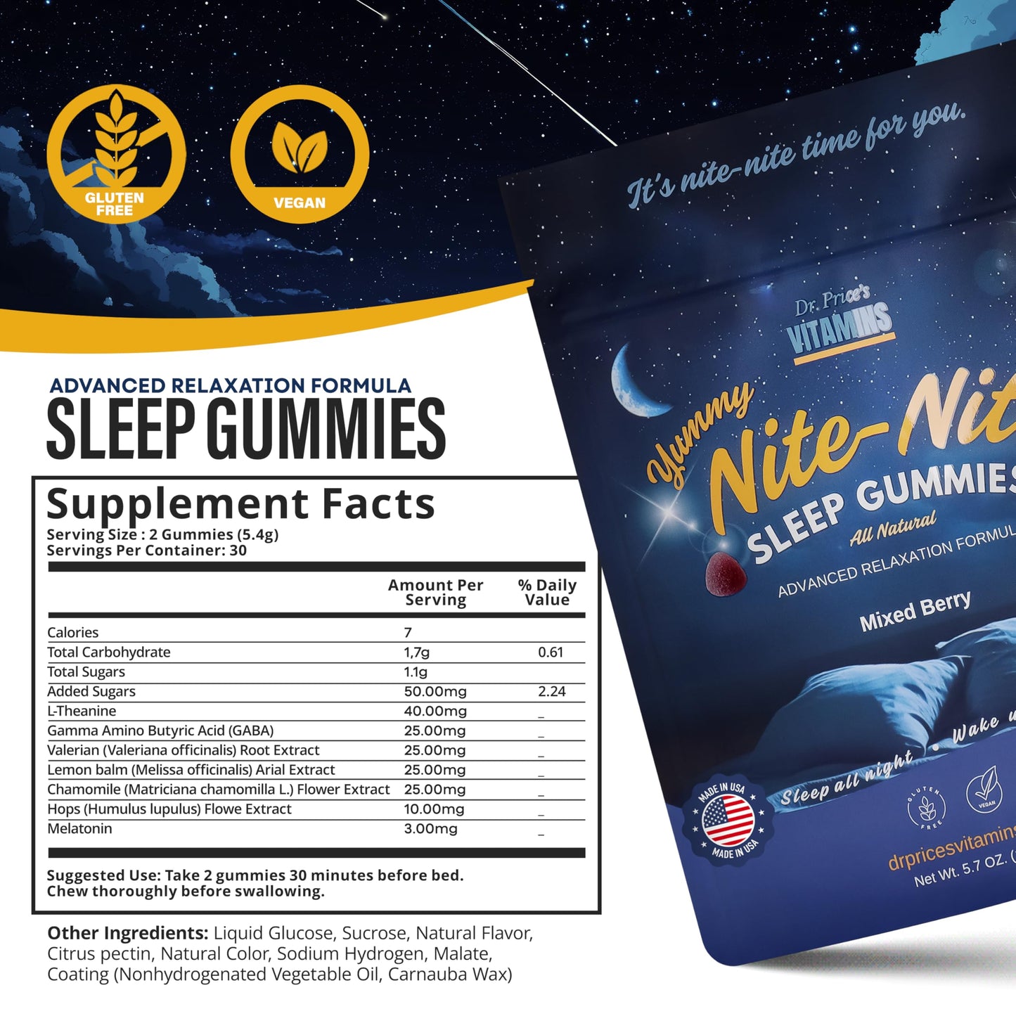 Dr. Price's Vitamins Sleep Gummies for Adults, 60 Gummies
