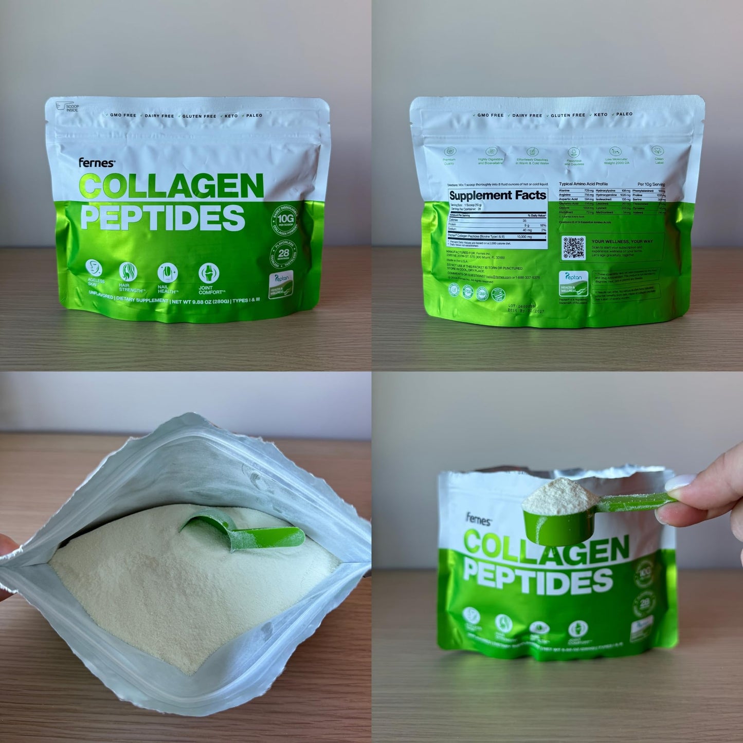 Fernes Hydrolyzed Collagen Peptides Powder 9.88 oz