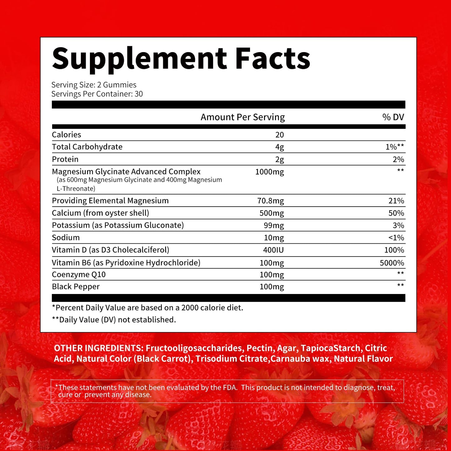 Allcoovita Magnesium Glycinate Gummies 1000mg Sugar Free with Vitamin D, B6 & CoQ10 for Calm Mood & Sleep Support, 60 Gummies