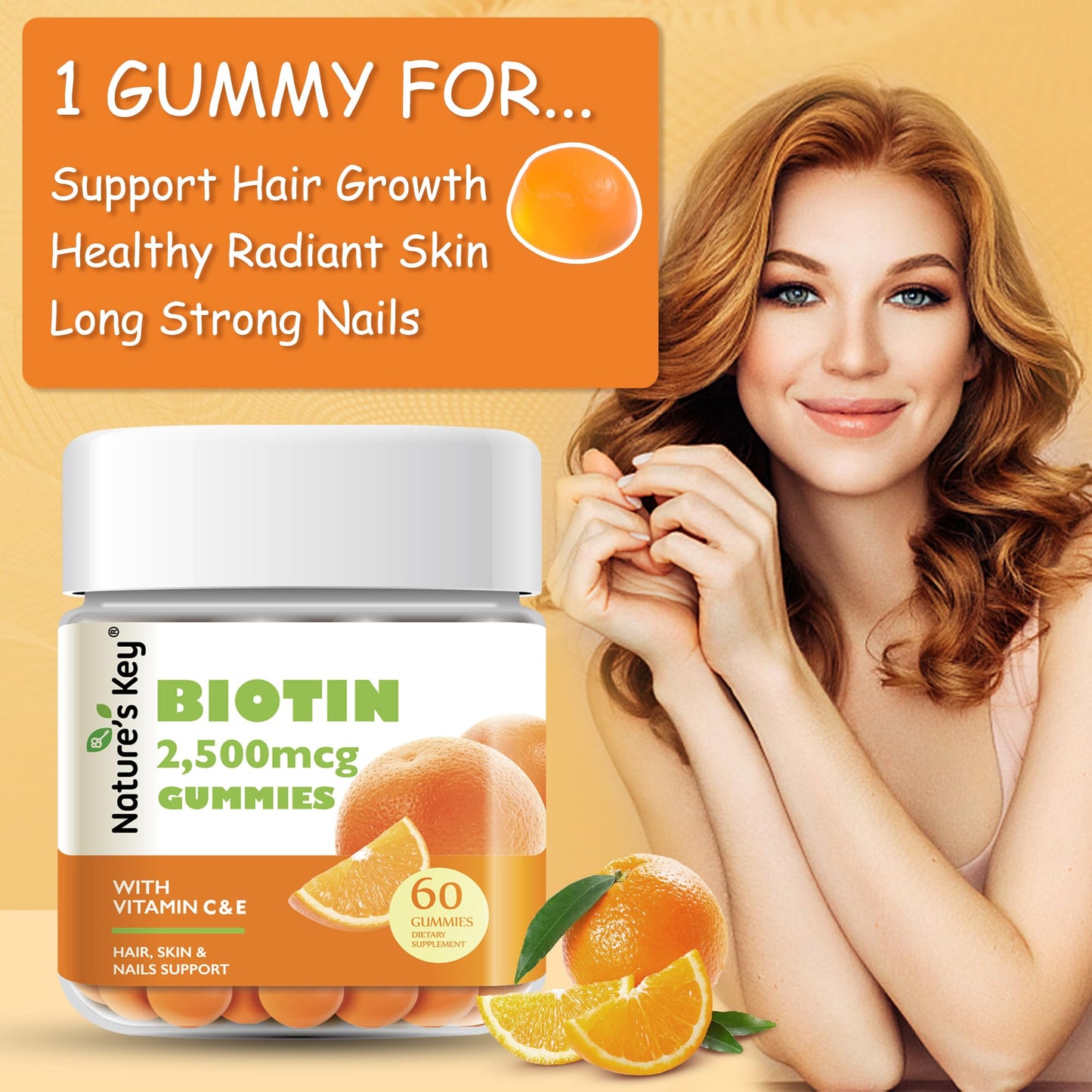 Nature's Key Biotin Gummies 60 Count