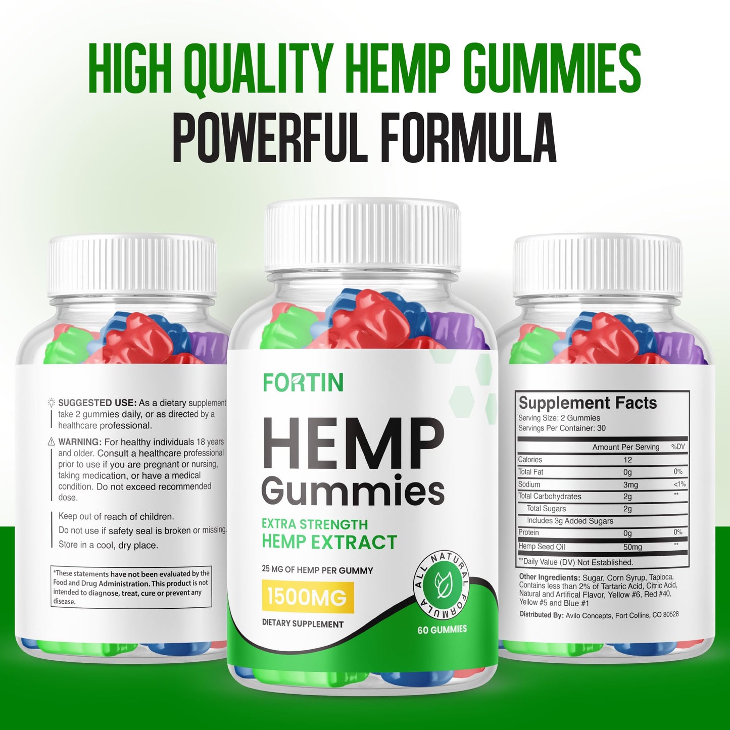 Purvia Fortin Hemp Gummies, 180 Gummies