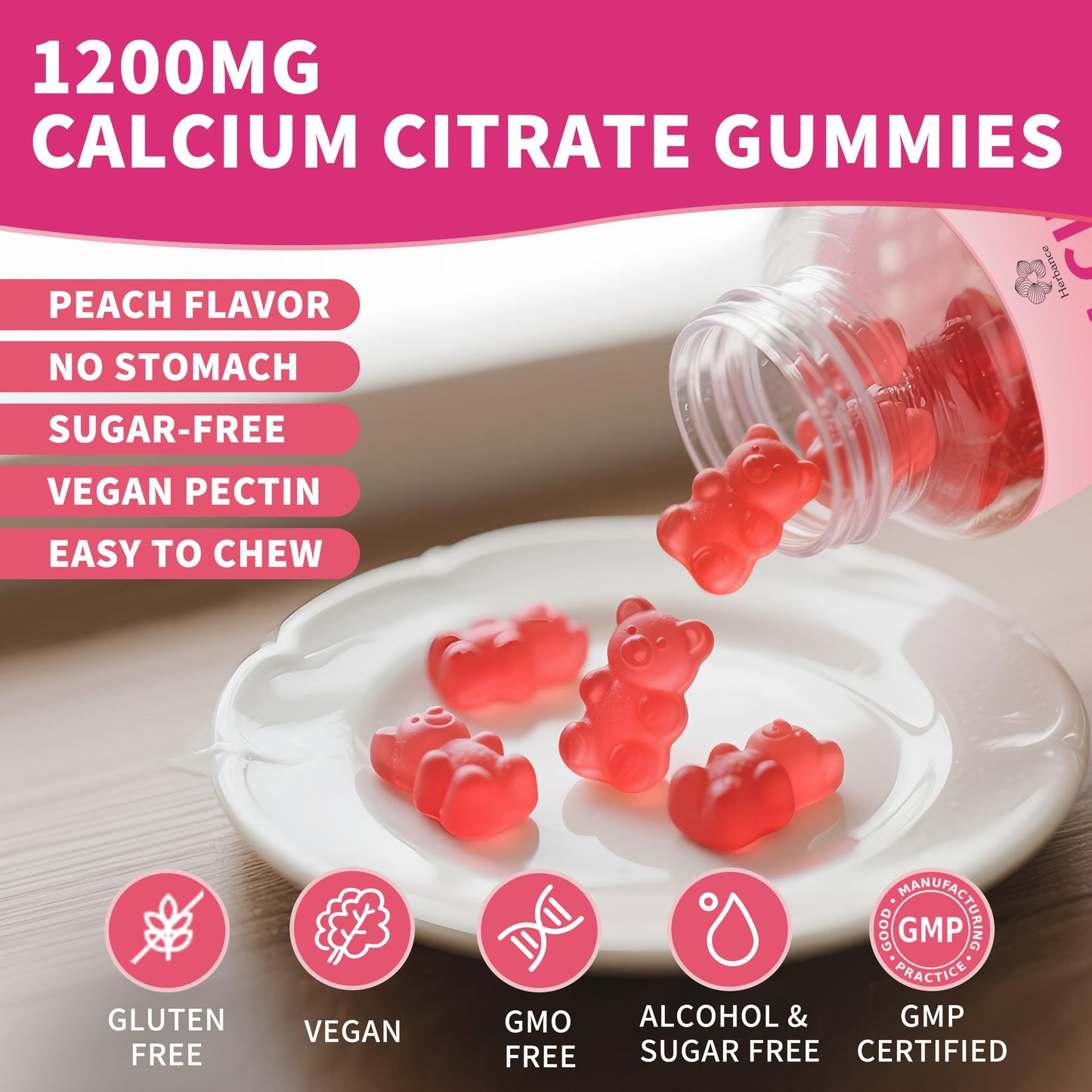 Herbance Calcium Citrate 1200 mg Gummies for Adults & Kids, 120 Gummies