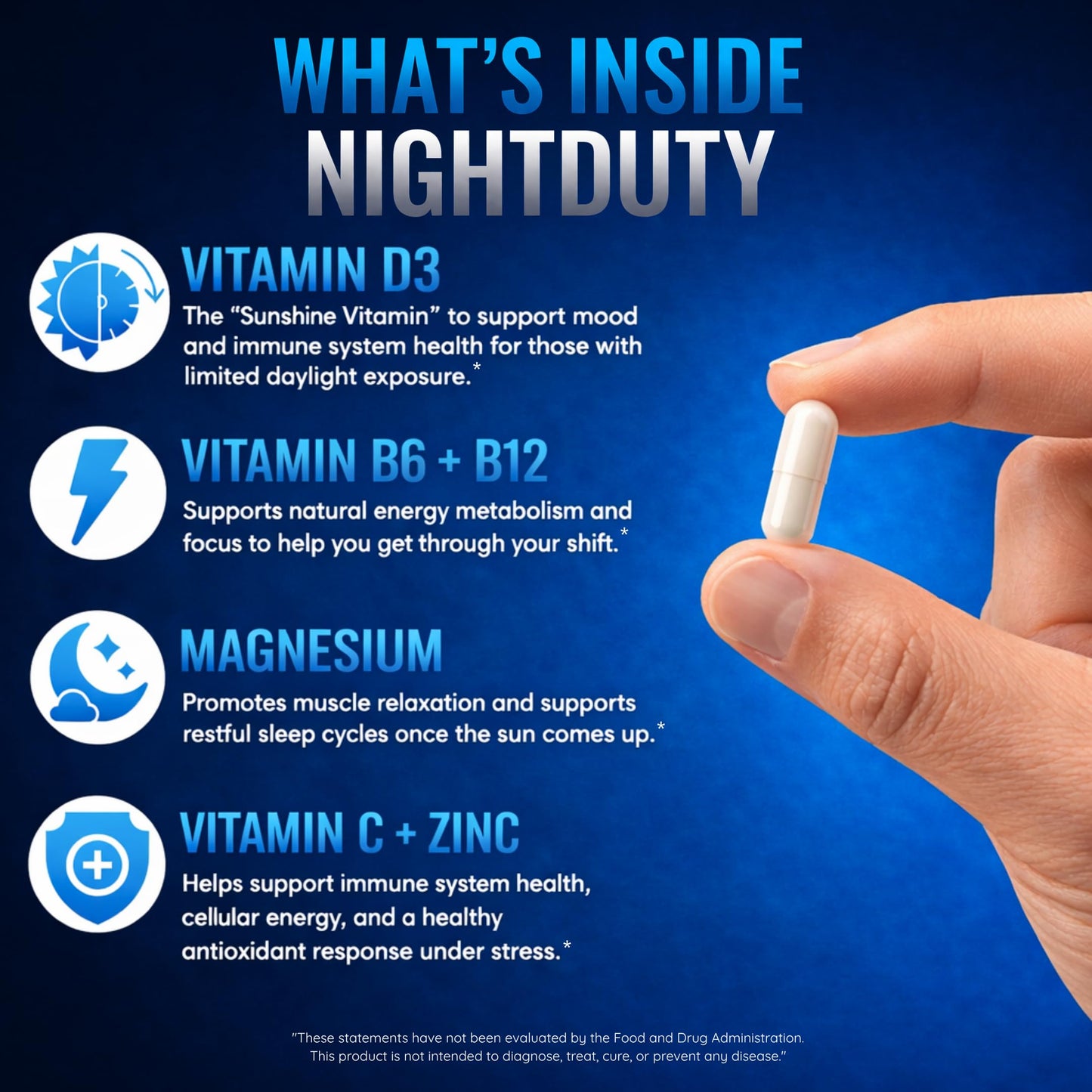 NIGHTDUTY Night Shift Essentials Multivitamin Capsule, 60 Count