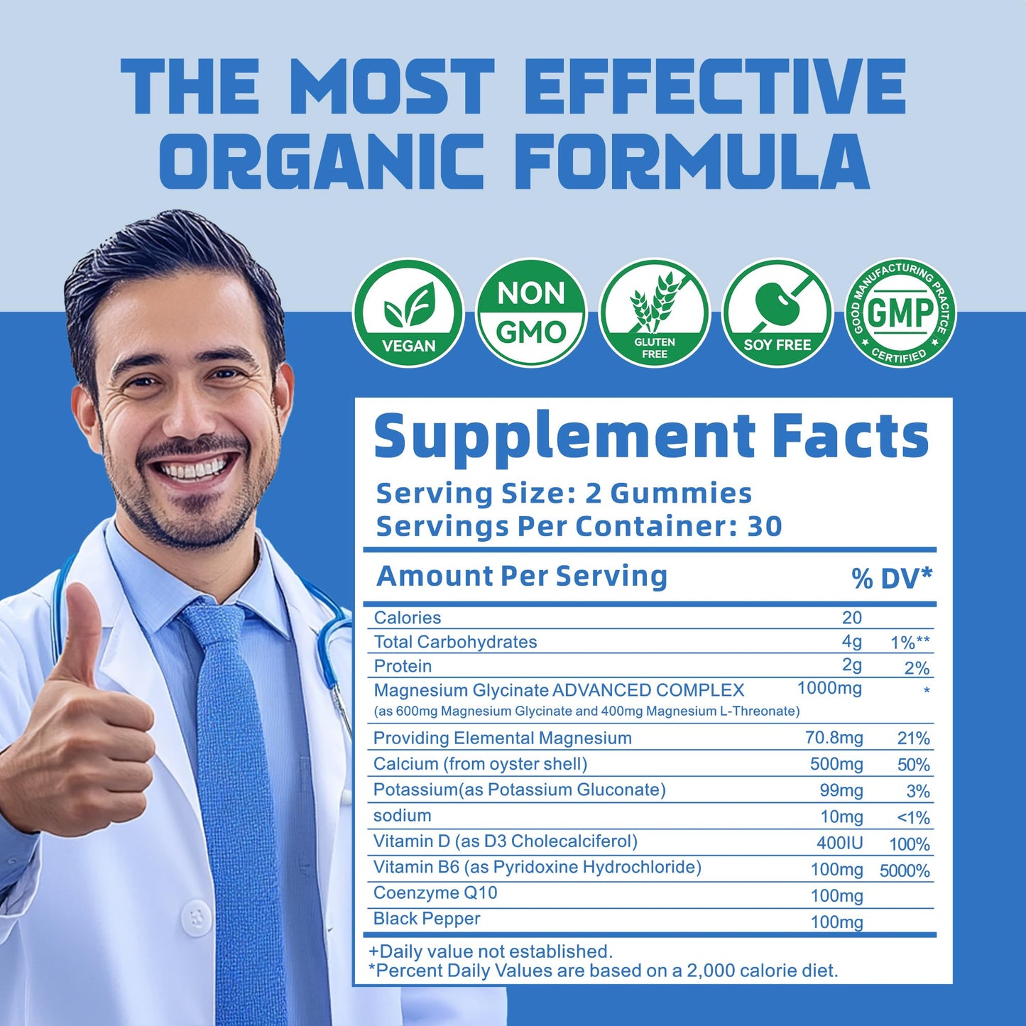 DANEW Pro Magnesium Glycinate Gummies 1000mg, 60 Count