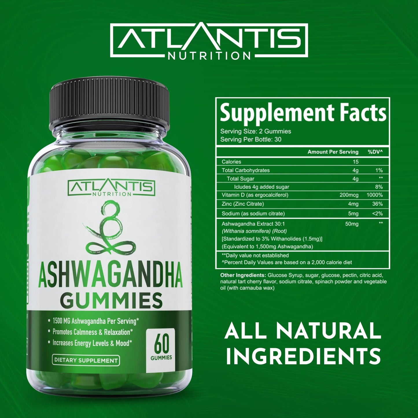 Atlantis Nutrition Supergreens & Ashwagandha Gummies 60 Gummies