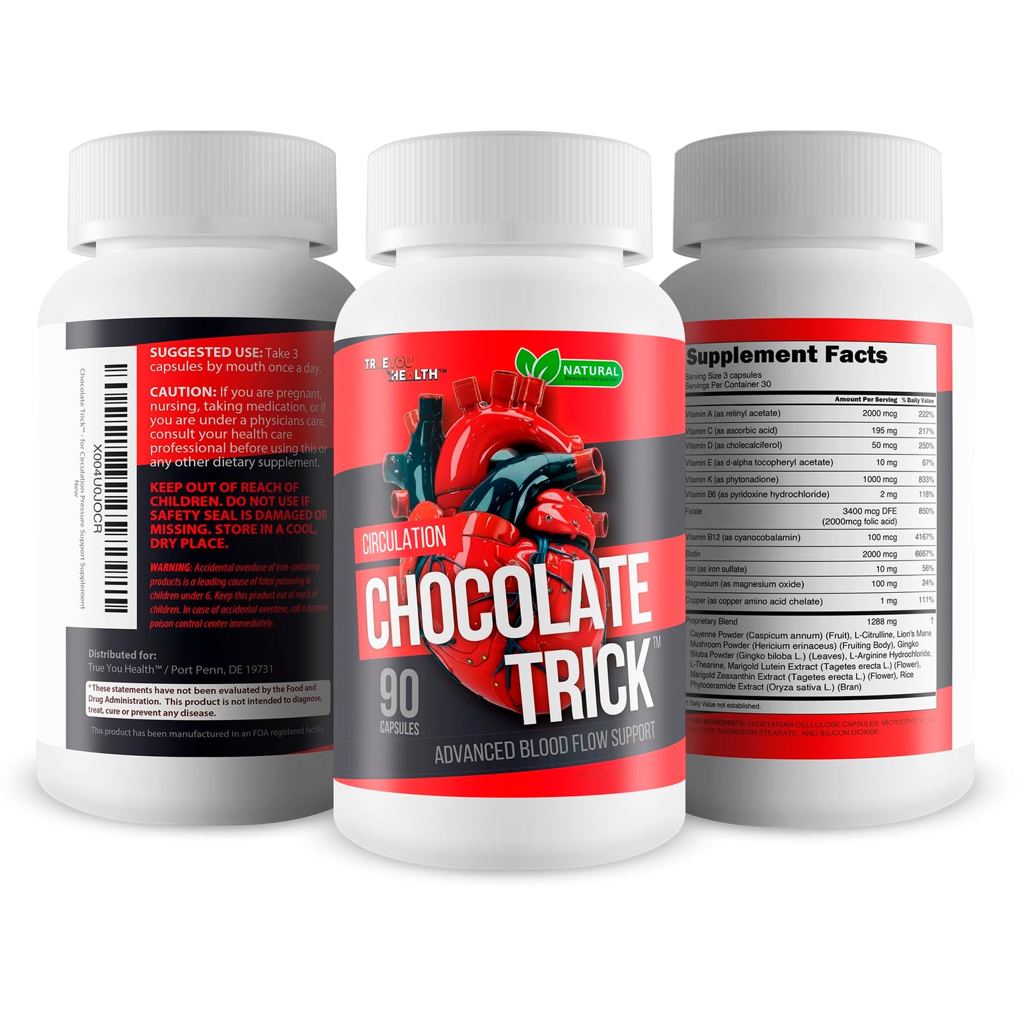 True You Health Chocolate Trick for Circulation Capsule 90 Count