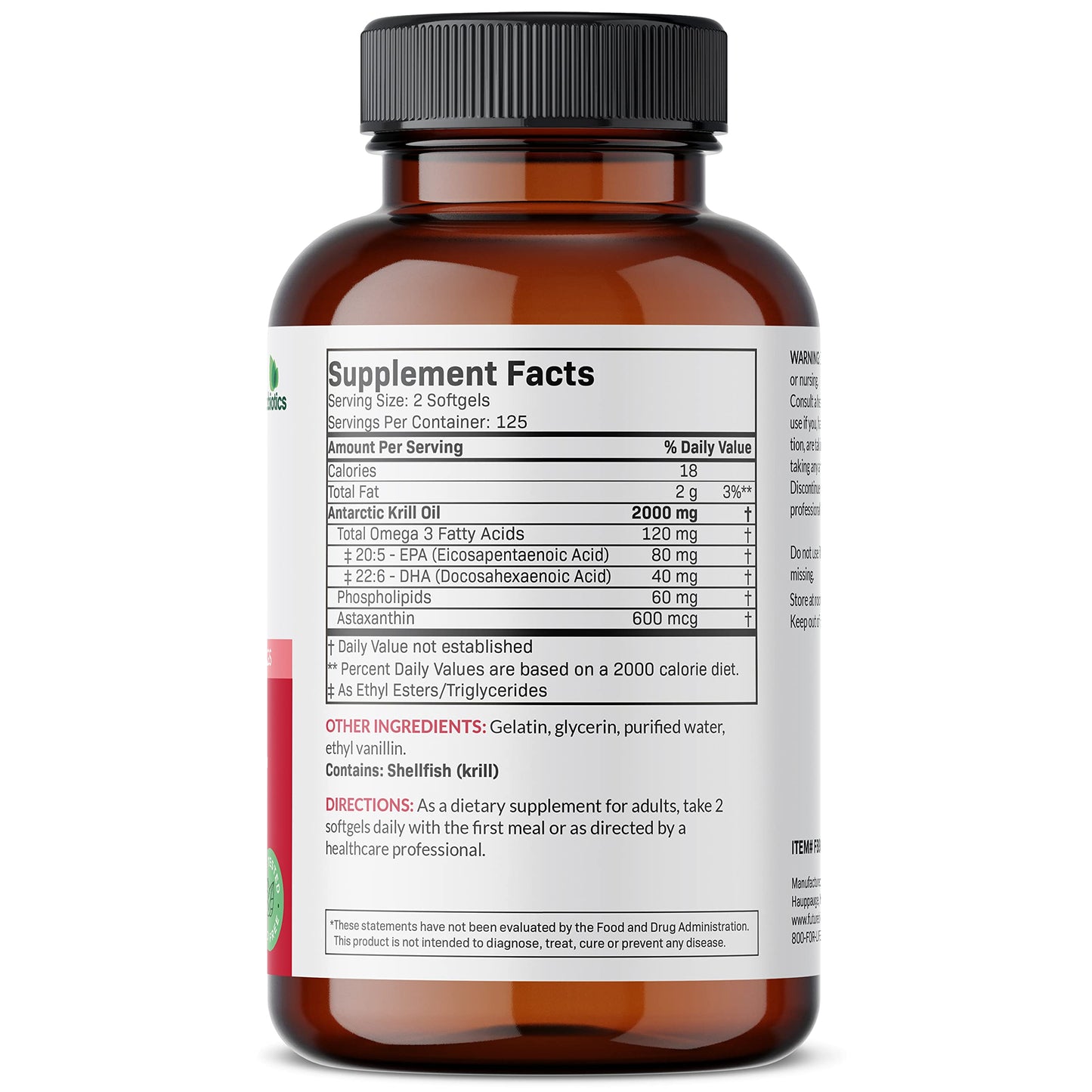Futurebiotics Antarctic Krill Oil 2000mg with Astaxanthin, Omega-3s EPA, DHA and Phospholipids 100% Pure Premium Krill Oil Heavy Metal Tested, Non GMO, 250 Tablets