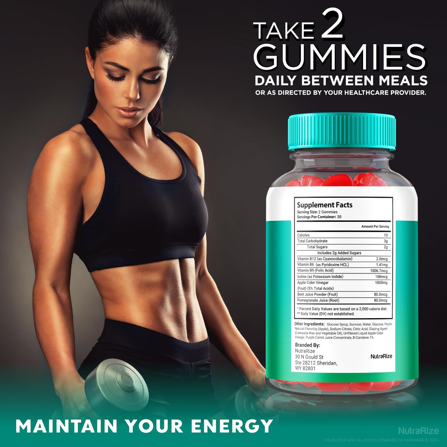 NutraRize Keto Health ACV Gummies, 60 Count