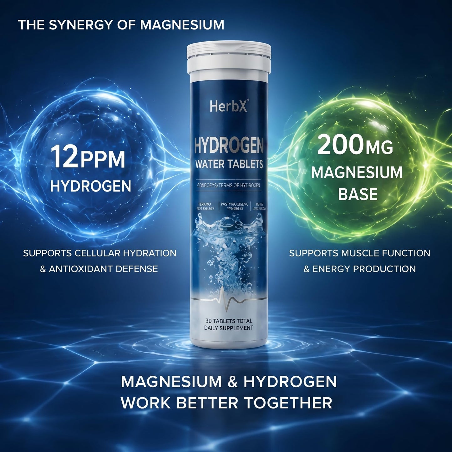 HerbX Hydrogen Water Tablets, 100 Tablets
