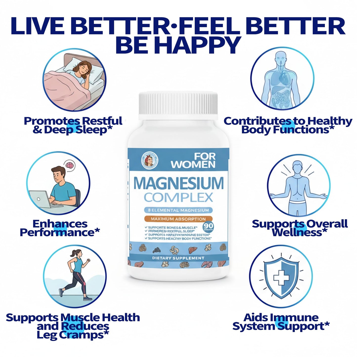 StarViora Magnesium Glycinate Supplement 90 Capsules