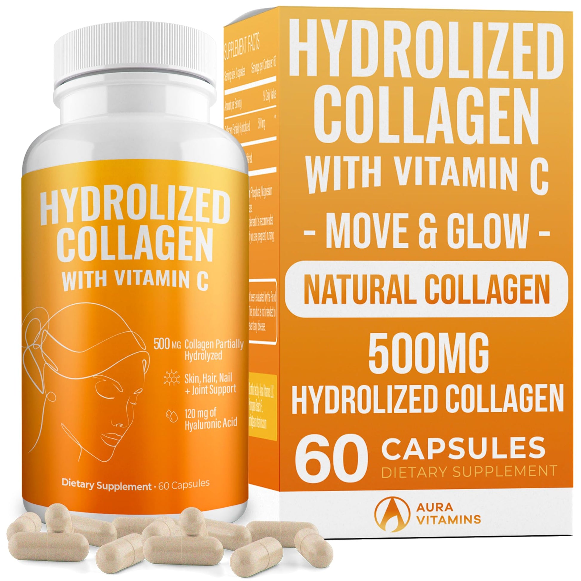 AURA VITAMINS Hydrolyzed Collagen Powder Supplement, 6.8 oz