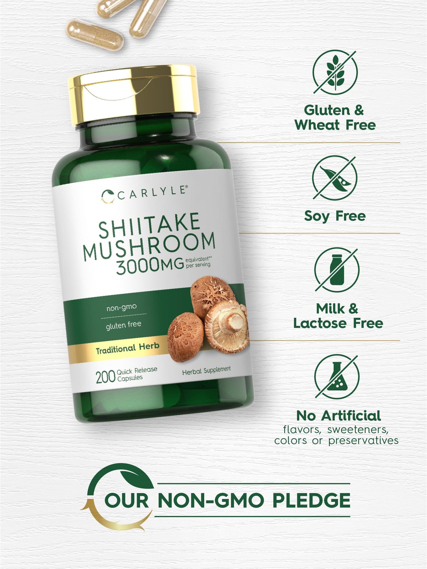 Carlyle Shiitake Mushroom Extract 200 Capsules