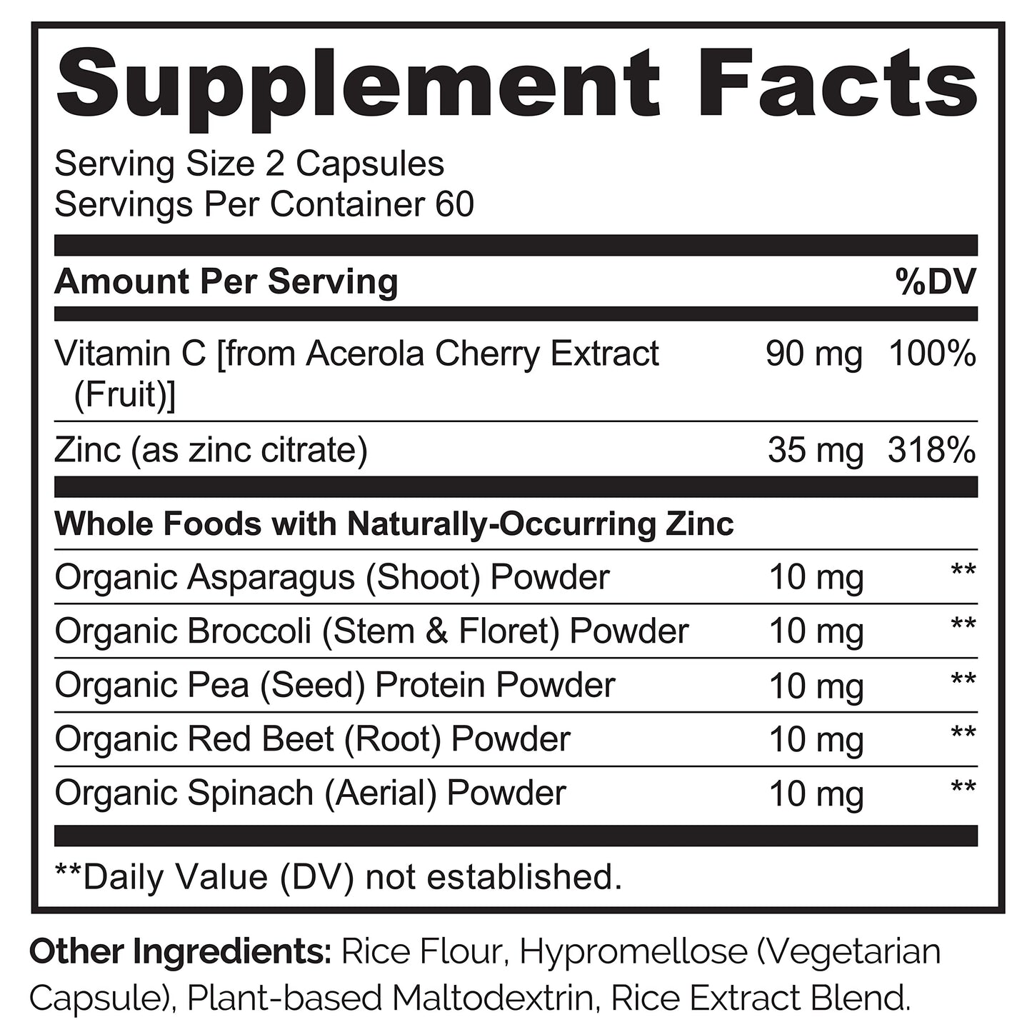 NATURELO Vegan Zinc Immune Support Capsules with Vitamin C 240 Capsules