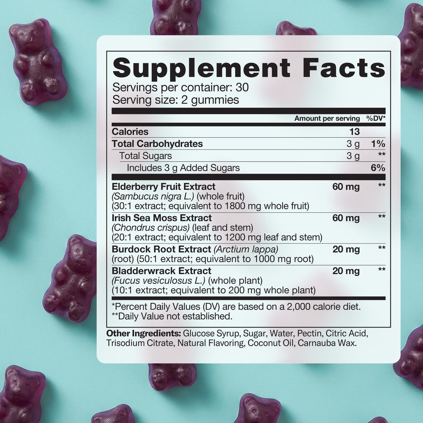 TrueSeaMoss Sea Moss Gummies with Elderberry, Burdock Root & Bladderwrack – Fruity Flavor – for Adults & Kids 4+ – 60 Gummies