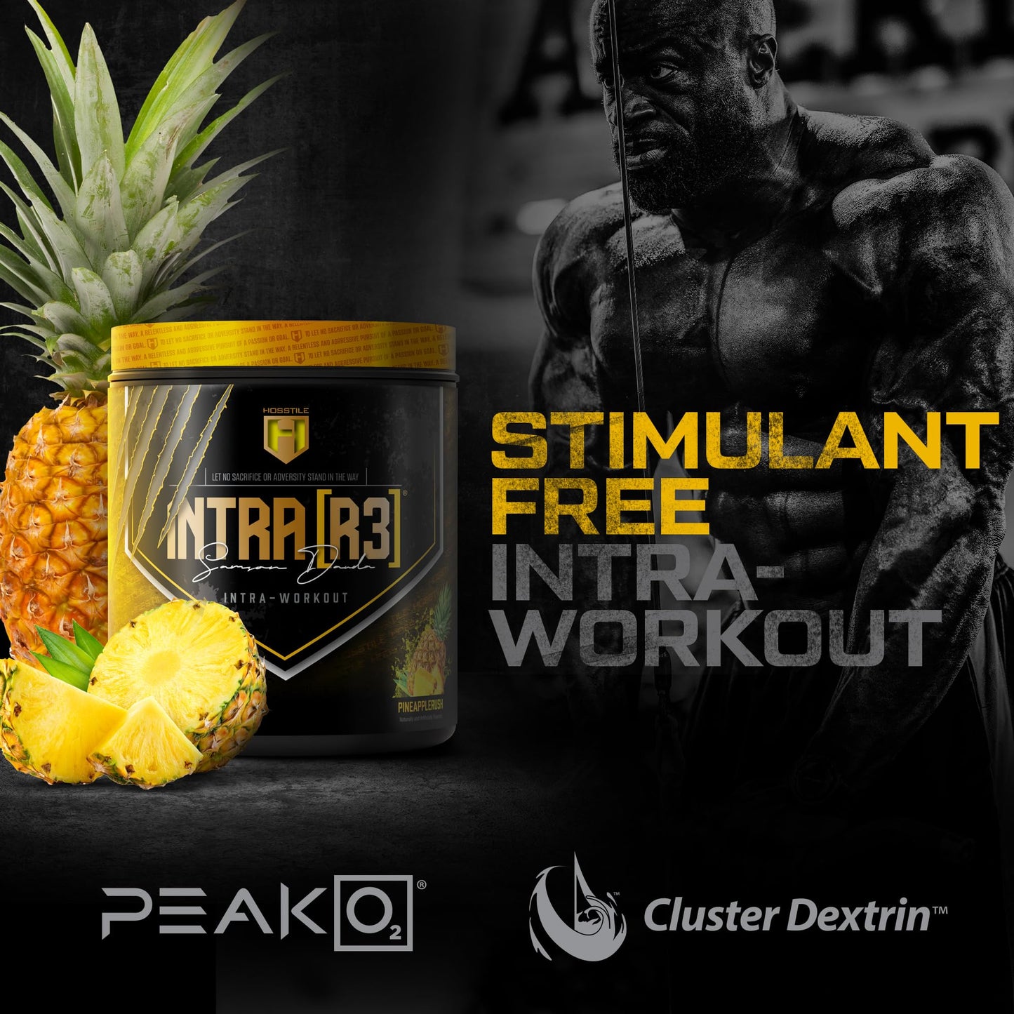 HOSSTILE Intra[R3] Intra Workout Powder EAA & BCAA Drink with Carbs, Pineapple Rush, 28 Servings