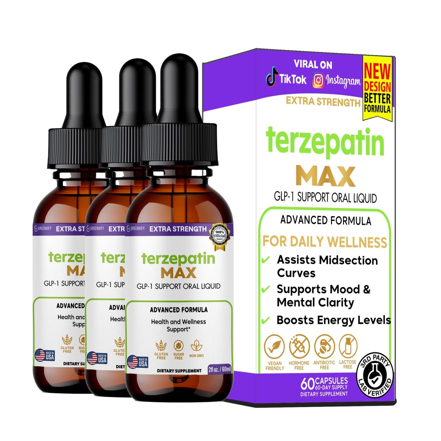 GREENVIFY Terzepatin MAX Extra Strength GLP-1 Support Capsule, 60 Capsules