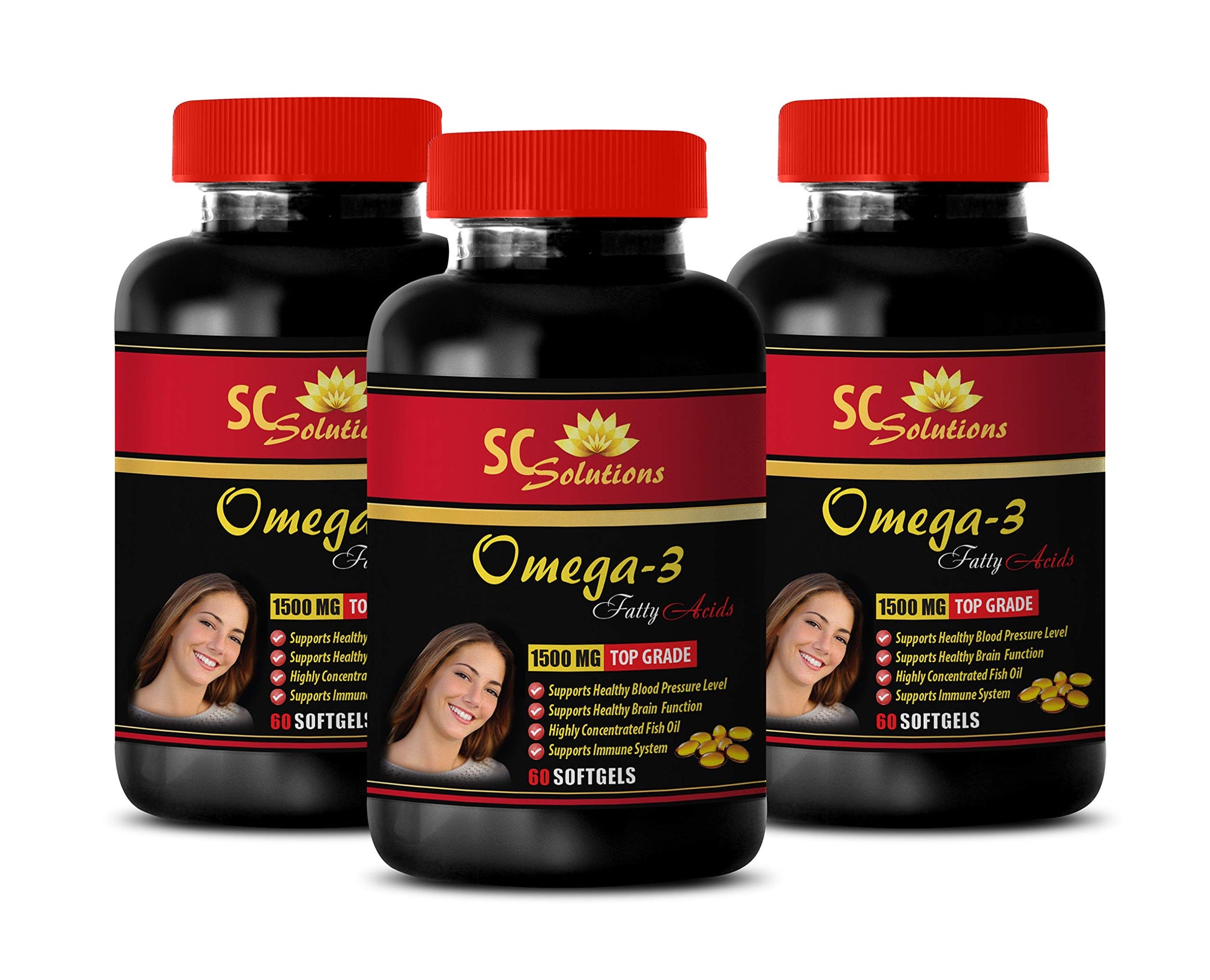 Skin Care Solutions PressureSupport Pills for Women Omega 8060 (Fish Oil) Omega 6 Mood Softgels 180