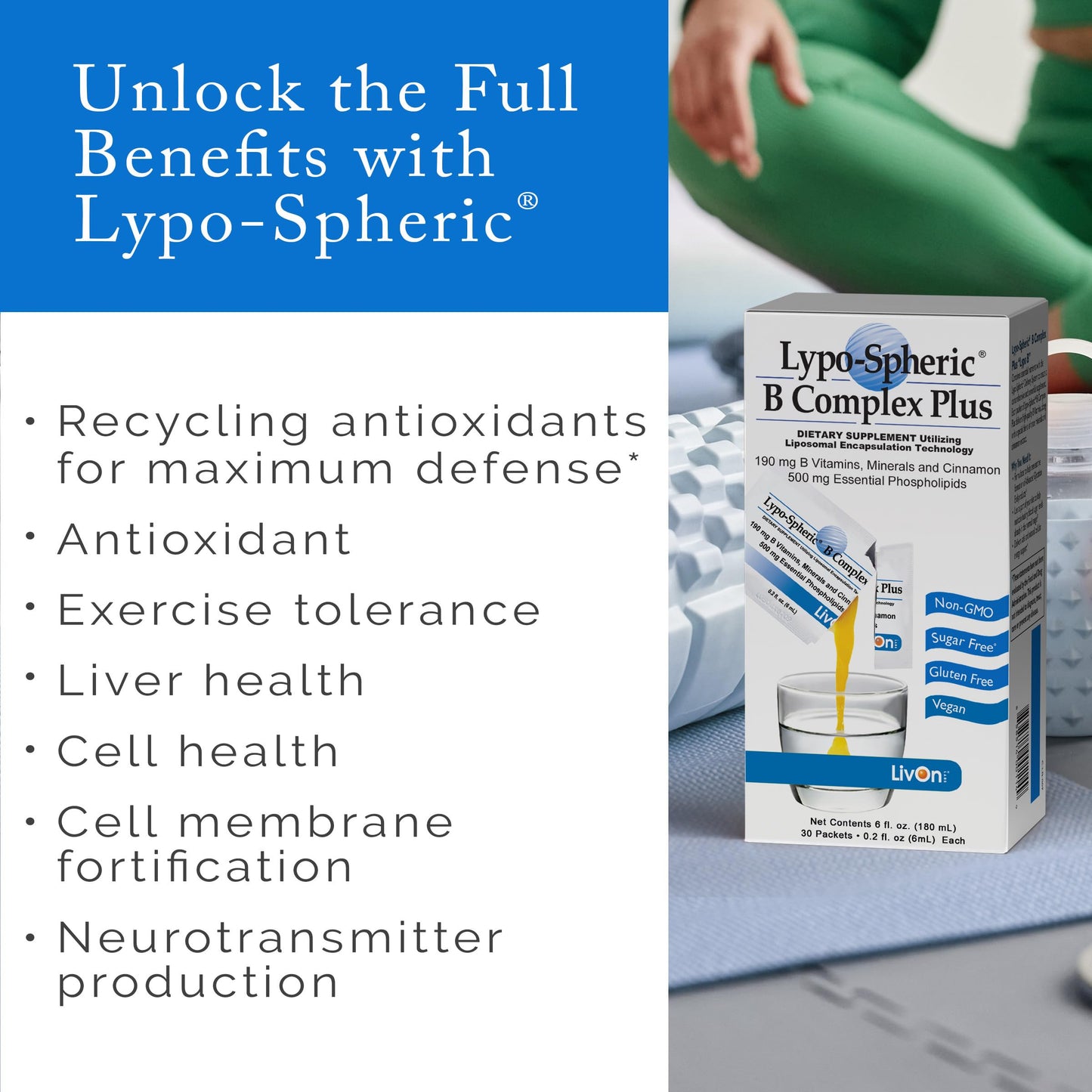 LivOn Laboratories Lypo-Spheric B Complex Plus Powder, 30 Packets