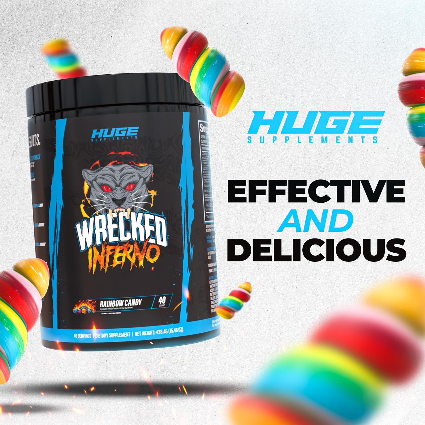 Huge Supplements Wrecked Inferno Thermogenic Pre Workout Powder, 15.5 oz