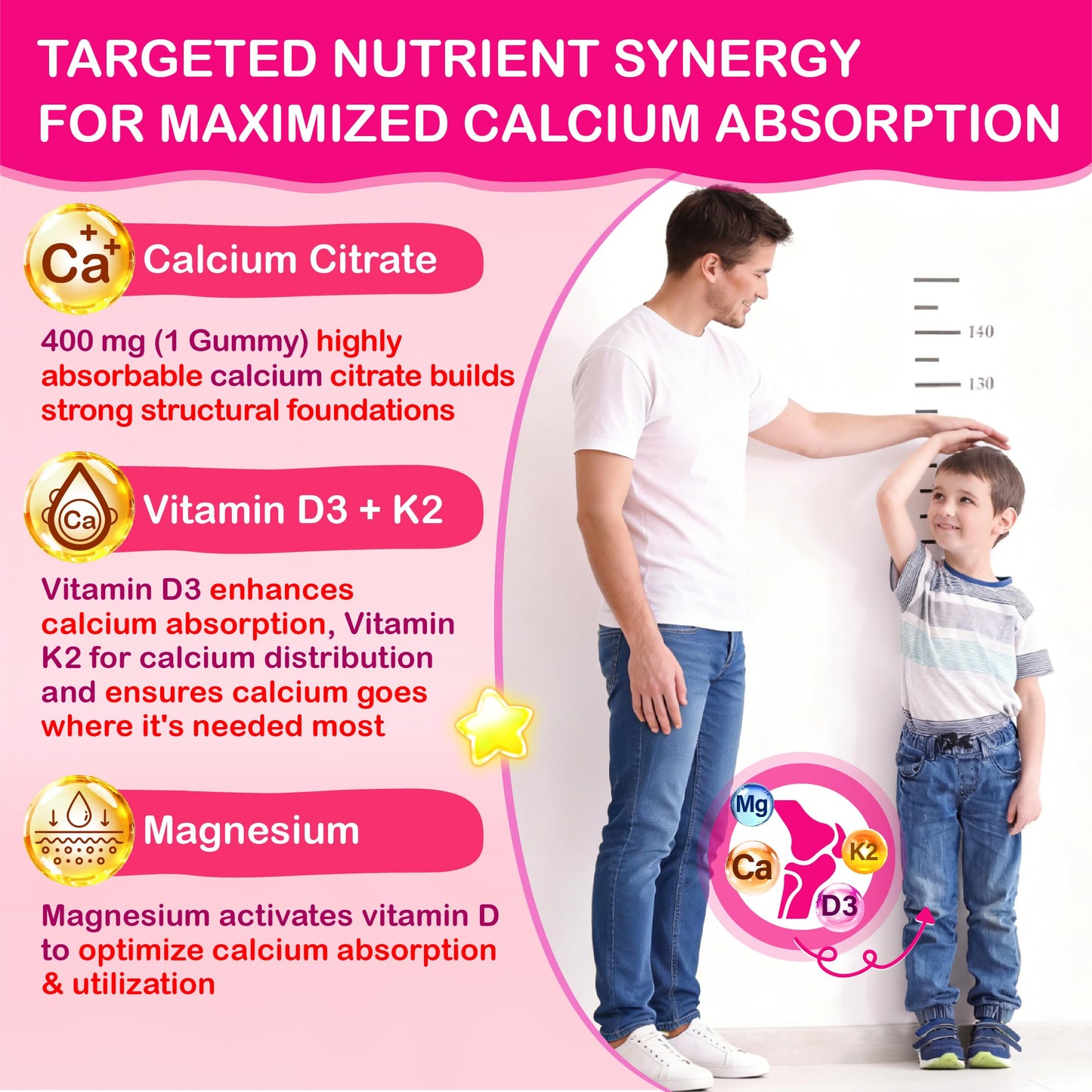 Veyttisy Kids Calcium Gummies with D3 & Magnesium for 4+ Gummy 120 Count