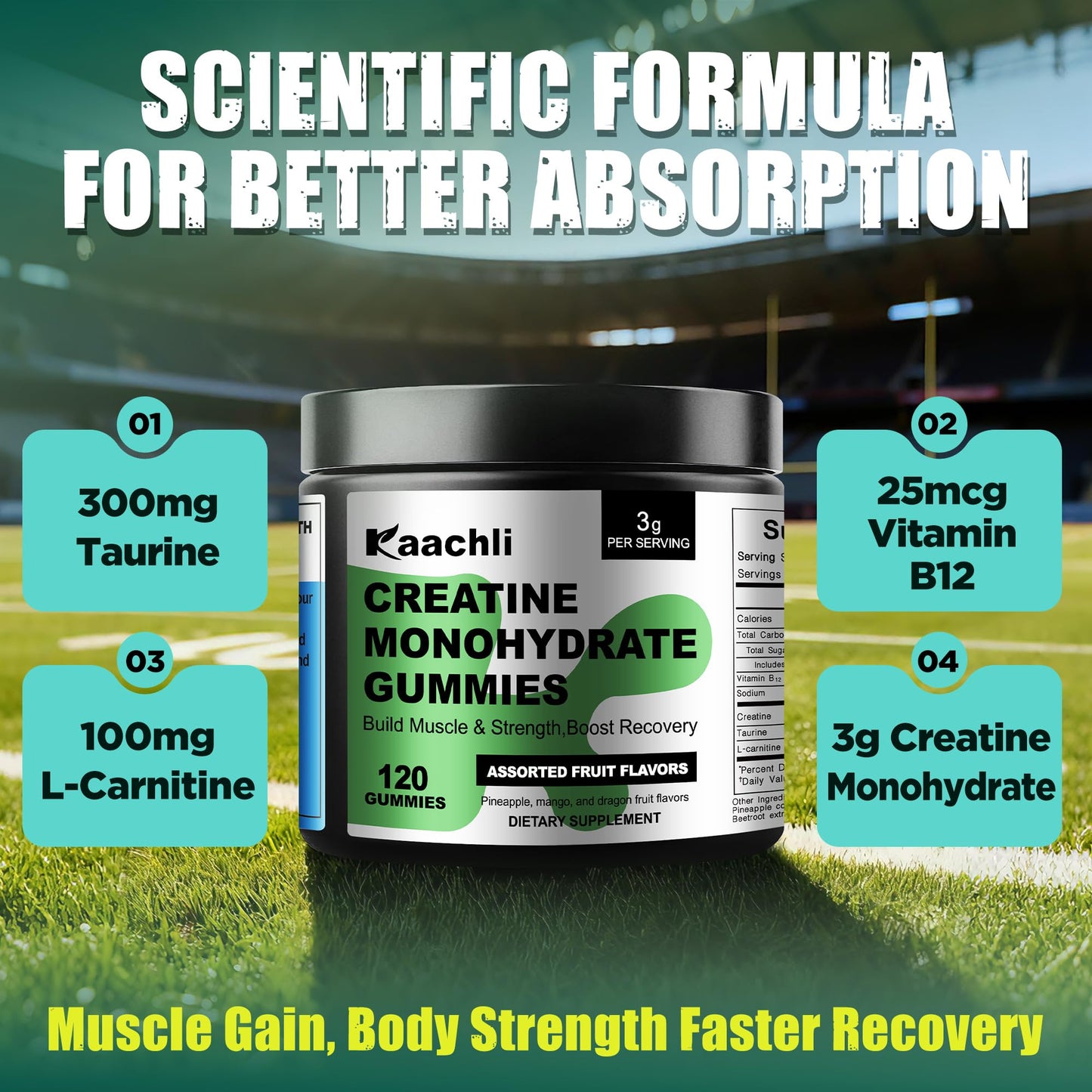 KAACHLI Creatine Monohydrate Gummies 120 Count