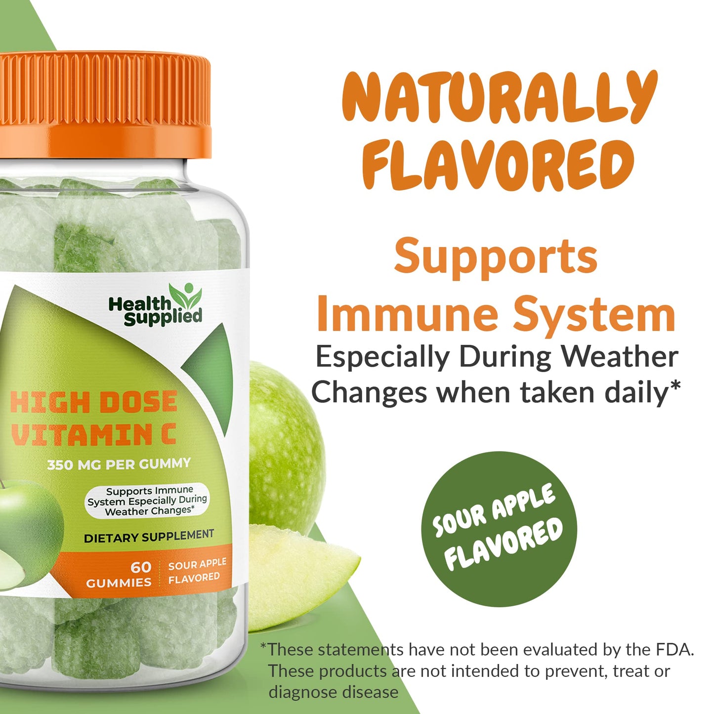 Health Supplied Vitamin C Gummies Mega Dose 1050 mg Vitamin C, 60 Gummies