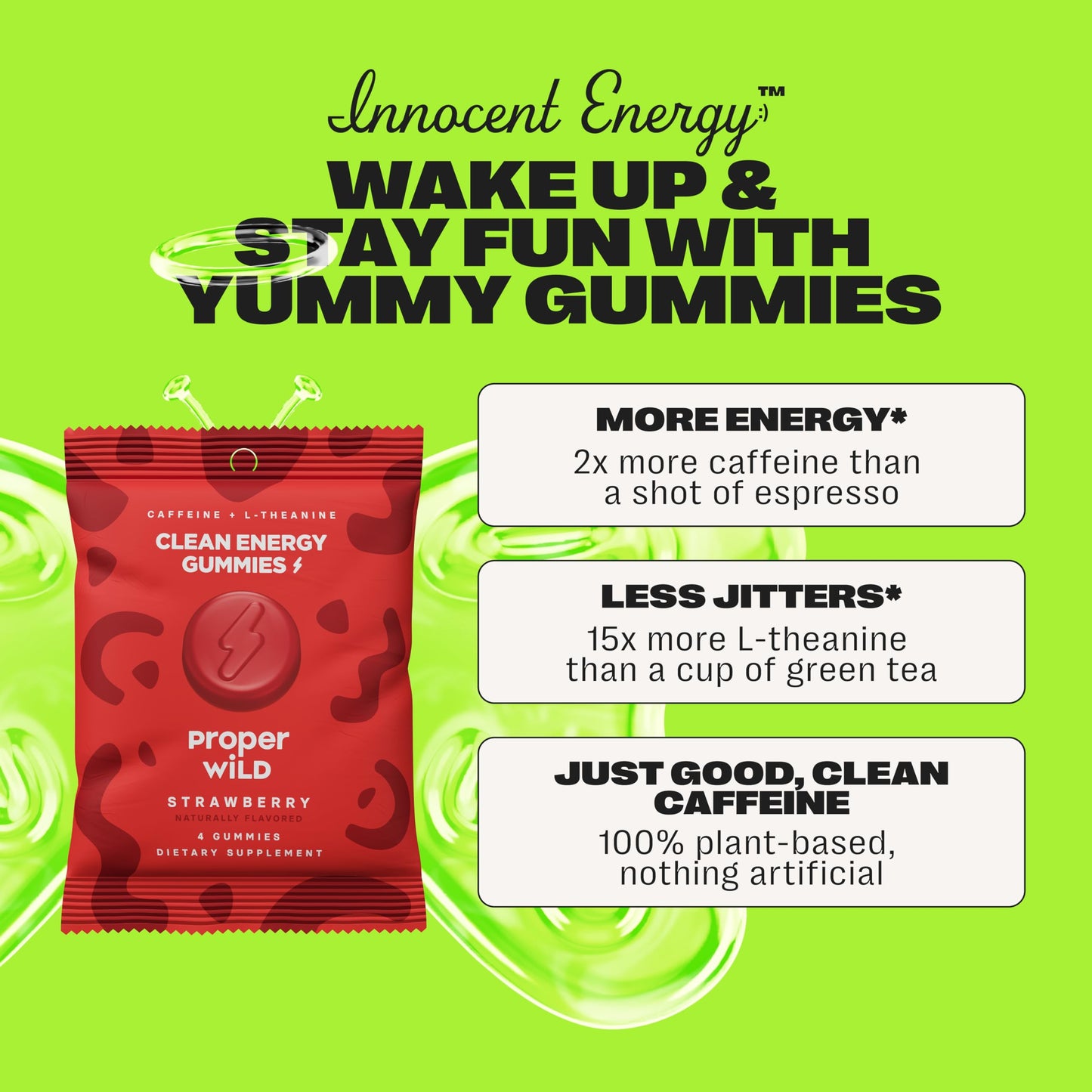 Proper Wild Vegan Energy Gummies Variety Bundle, 80 Gummies