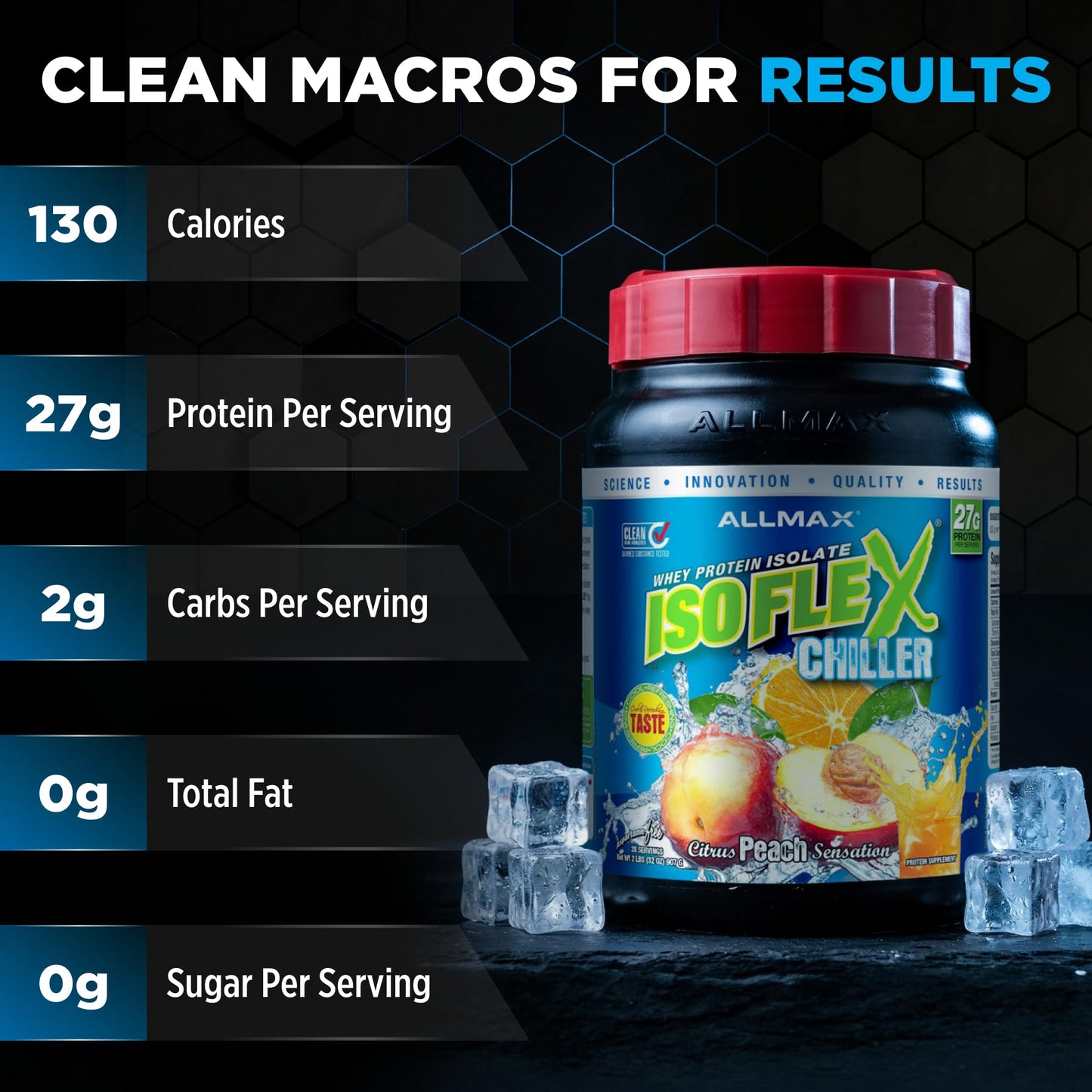 ALLMAX ISOFLEX Chiller Pure Whey Isolate Protein Powder, 32 Servings, 2 lb