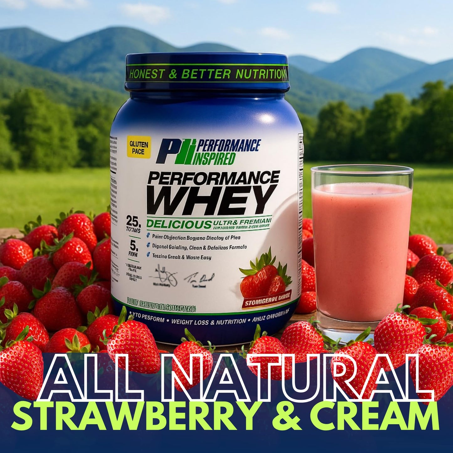 Performance Inspired Whey Protein Powder, 32 Servings, Strawberries & Cream, 2 lb