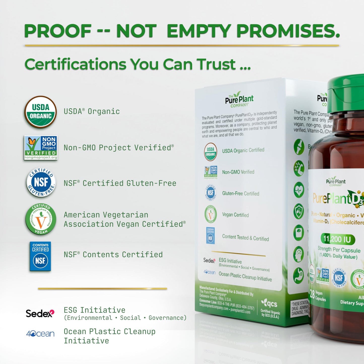 The Pure Plant Company PurePlantD3 Vegan Vitamin D3 11200 IU Organic Plant-Based Capsules 28 Capsules