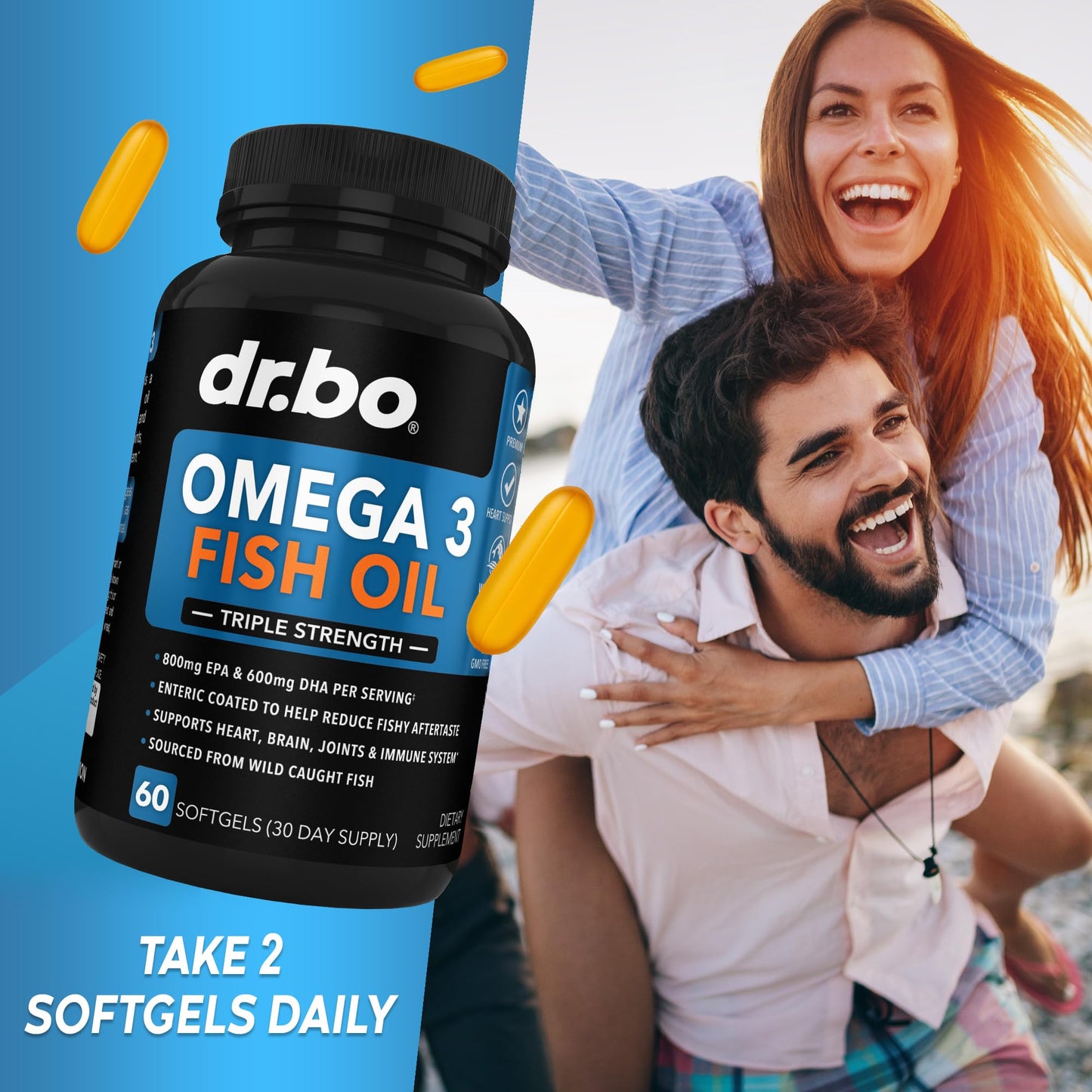 DR. BO Omega 3 Fish Oil Supplements Softgels 60