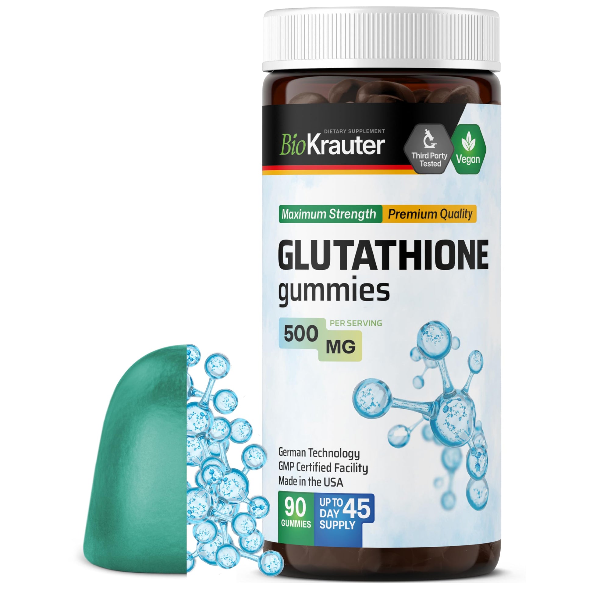 BIO KRAUTER Glutathione Supplement for Skin, Beauty & Antioxidant Support Gummy, 90 Count