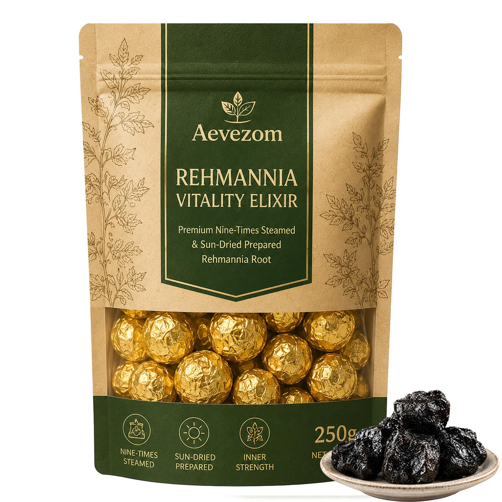 Aevezom Rehmannia Root Nine-Times Steamed & Sun-Dried, Pure Natural Formula, Tablet, 1