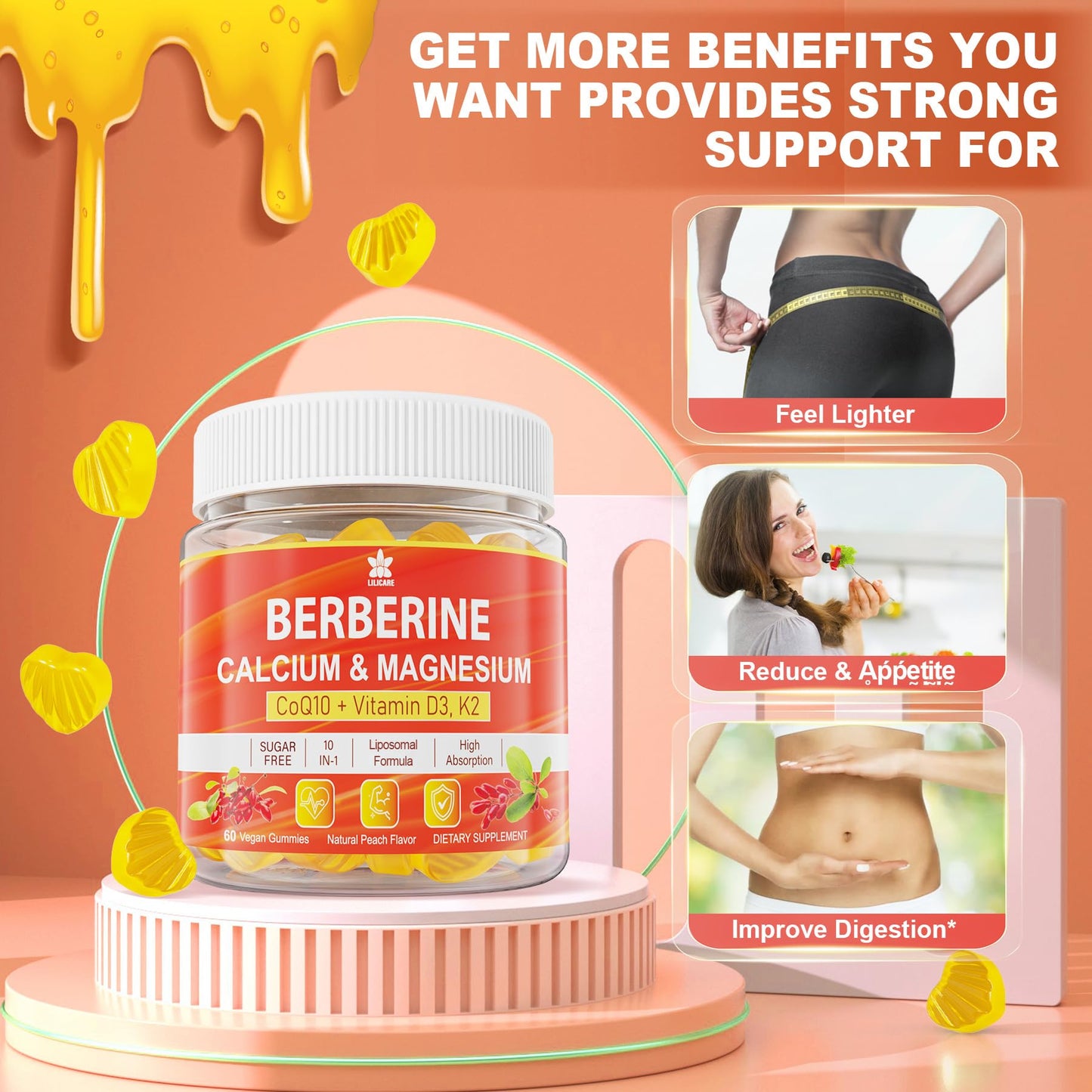 LILICARE Berberine Supplement Gummies, 120 Count