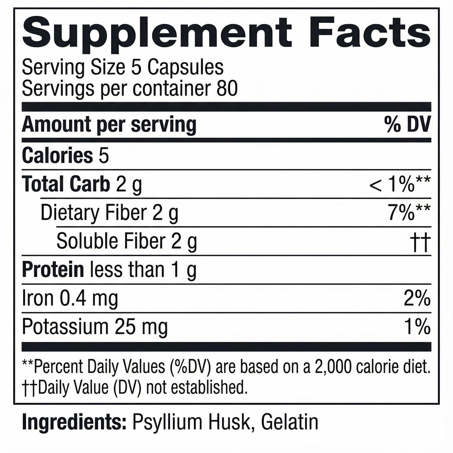 Generic Psyllium Husk Fiber Capsules 400 Capsules