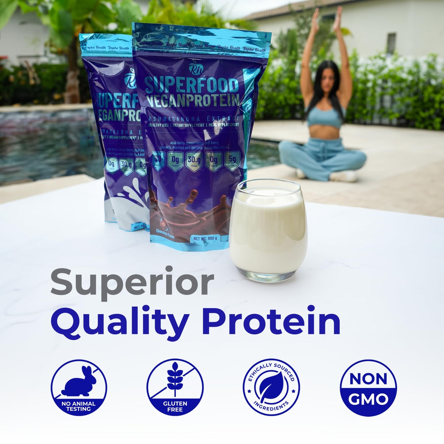 RAPHA HEALTH Superfood Whey Protein Powder (Vanilla), 1.98 lb