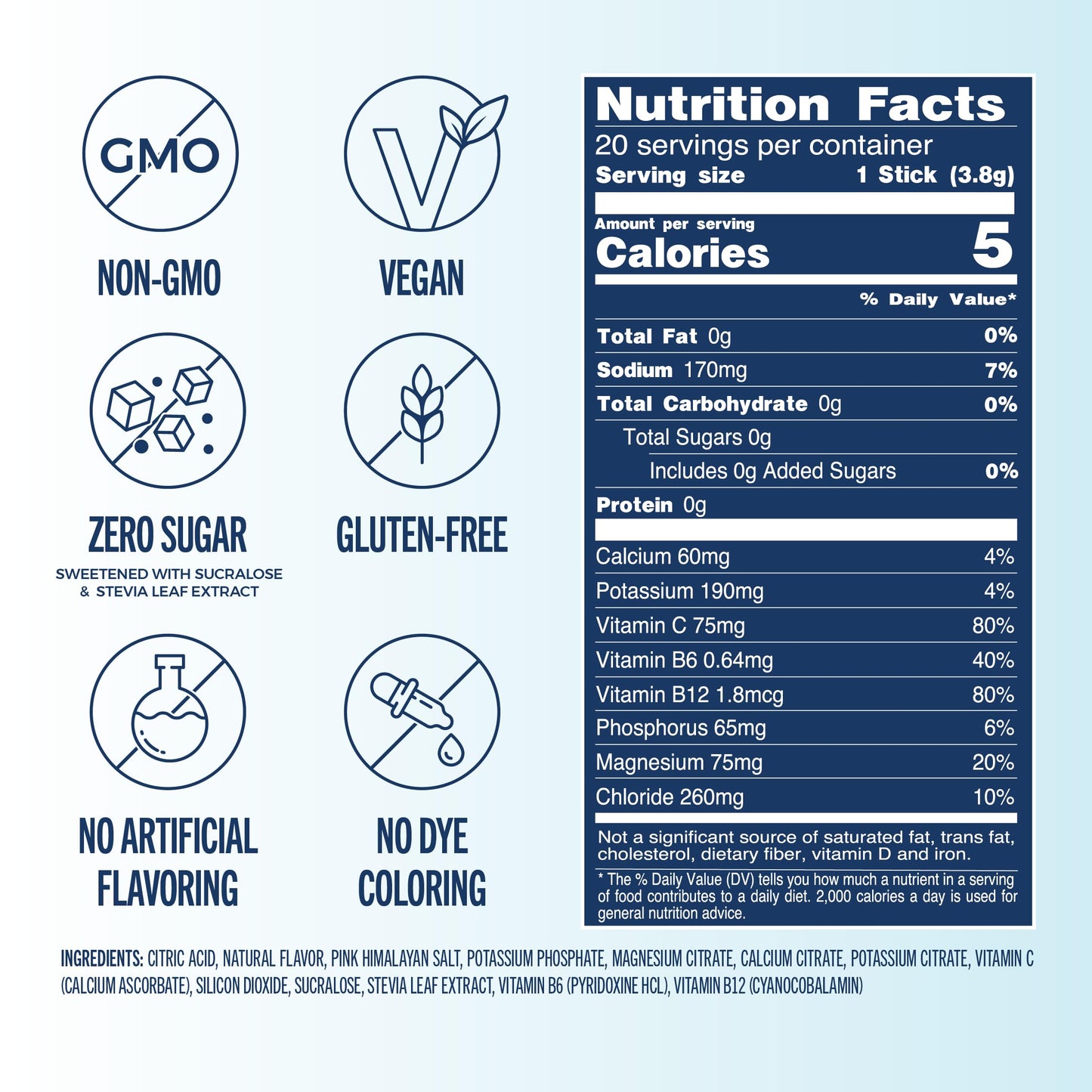 TREVI Electrolytes Powder Packets Arctic Frost, 20 Servings