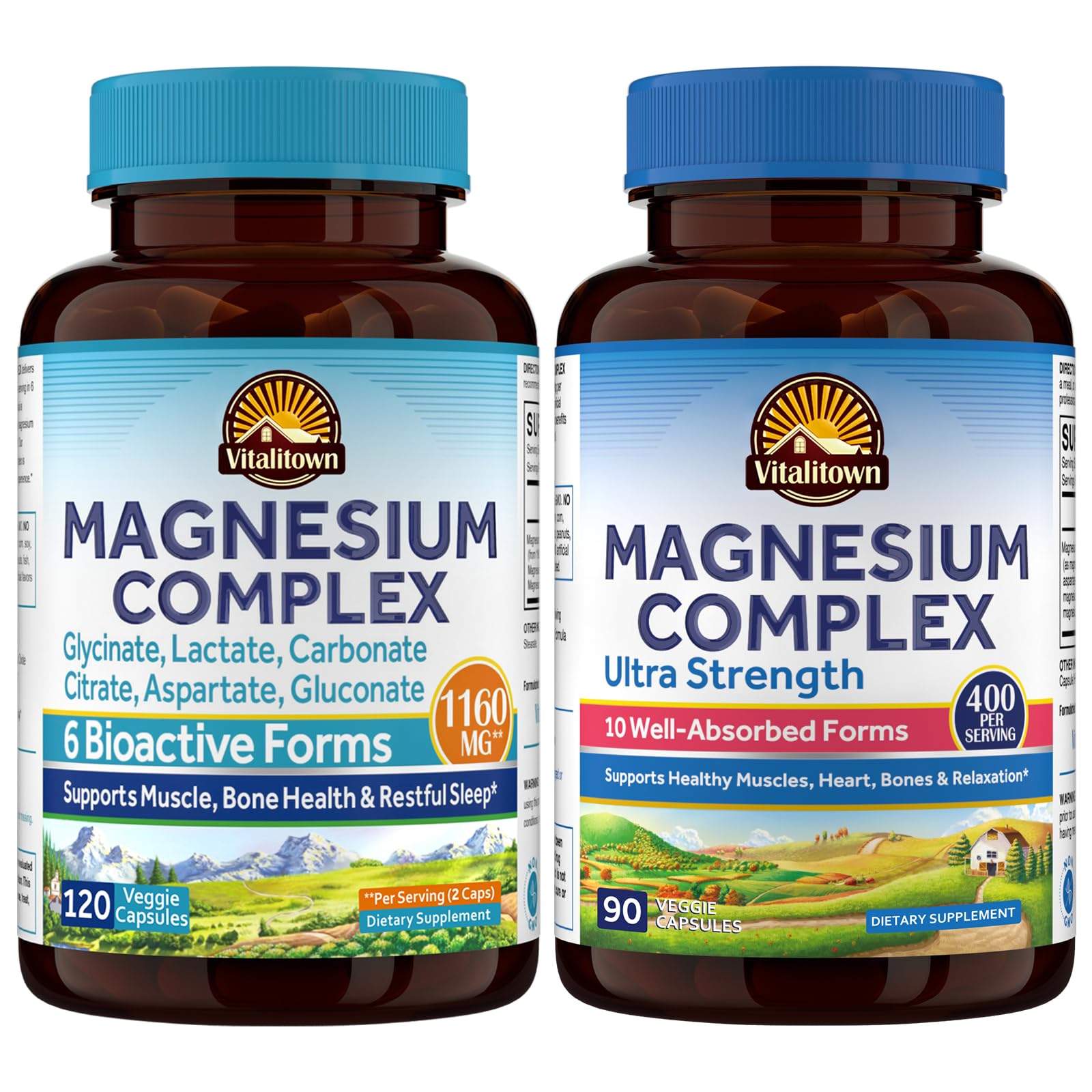 Vitalitown Magnesium Bundle (6-in-1 & 10-in-1 Magnesium Complex) 210 Capsules