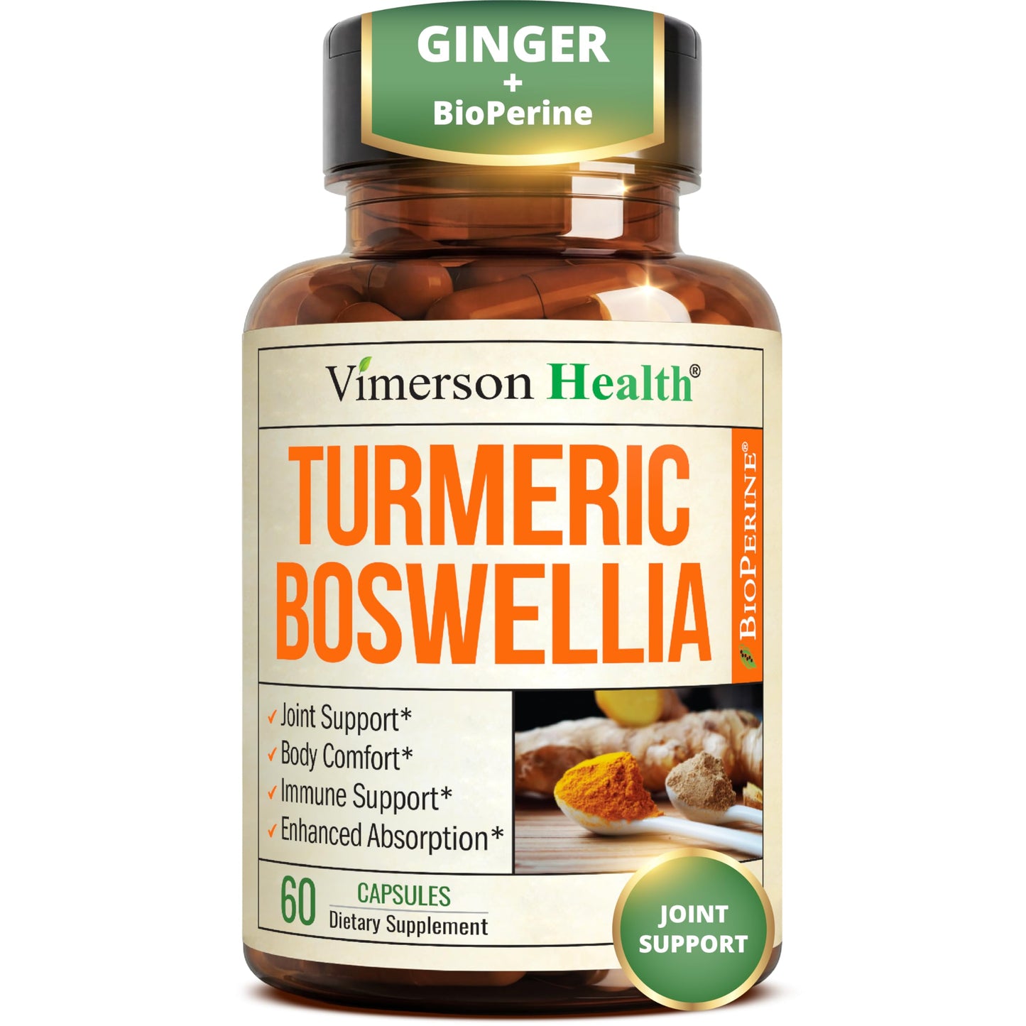 Vimerson Health Boswellia Serrata Turmeric Curcumin Supplement Capsules 60 Count