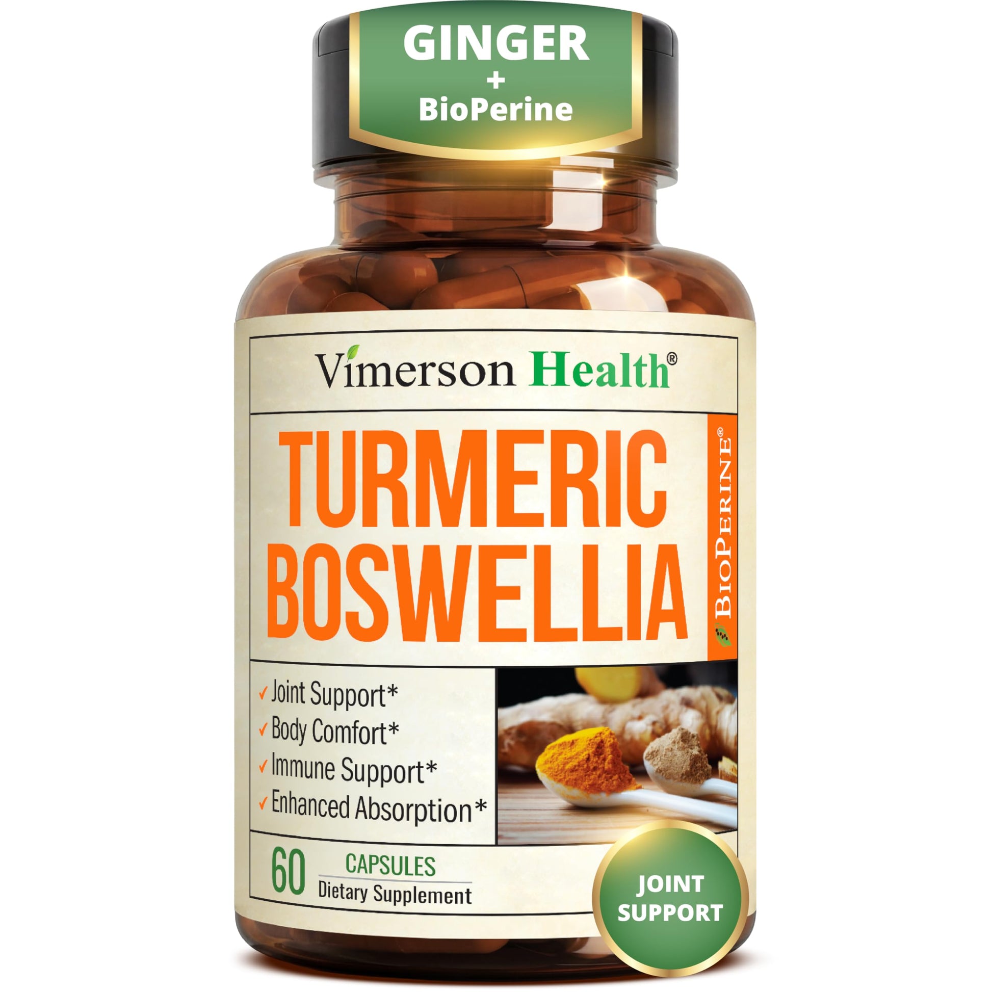 Vimerson Health Boswellia Serrata Turmeric Curcumin Supplement Capsules 60 Count