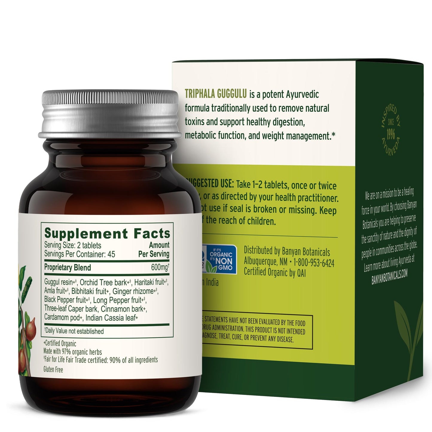 Banyan Botanicals Organic Triphala Guggulu Tablets, 90 Count