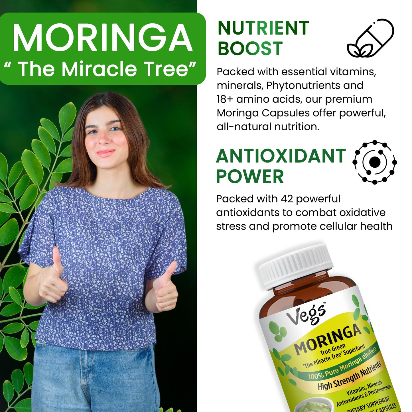 Vegs Moringa Capsules 180 Capsules