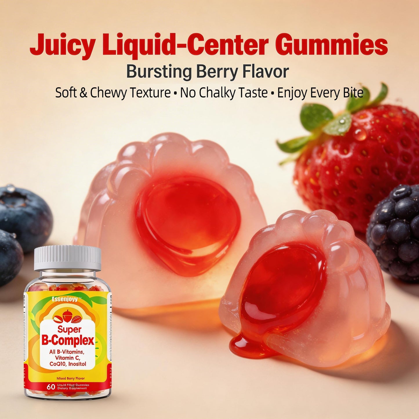ESSENJOYY Liquid-Filled B Complex Gummies 120 Gummies