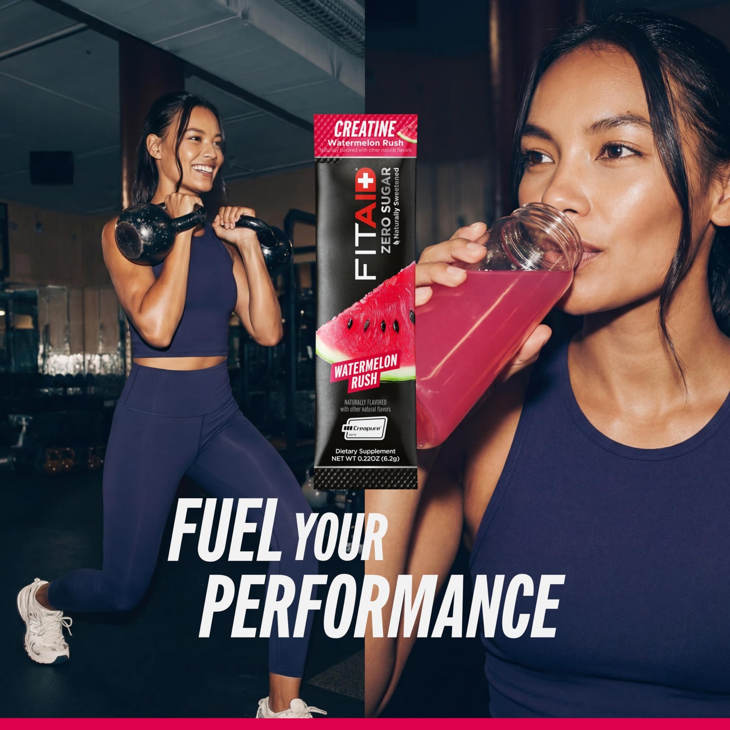 LIFEAID FITAID Creatine Monohydrate Powder Watermelon Rush, 14 Single-Serve Packs, 3.06 oz
