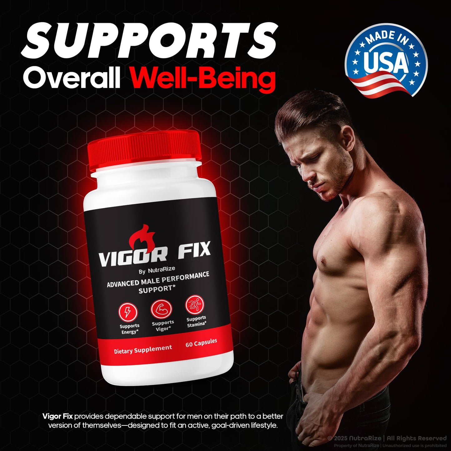 NutraRize Vigor Fix Male Supplement, 180 Capsules