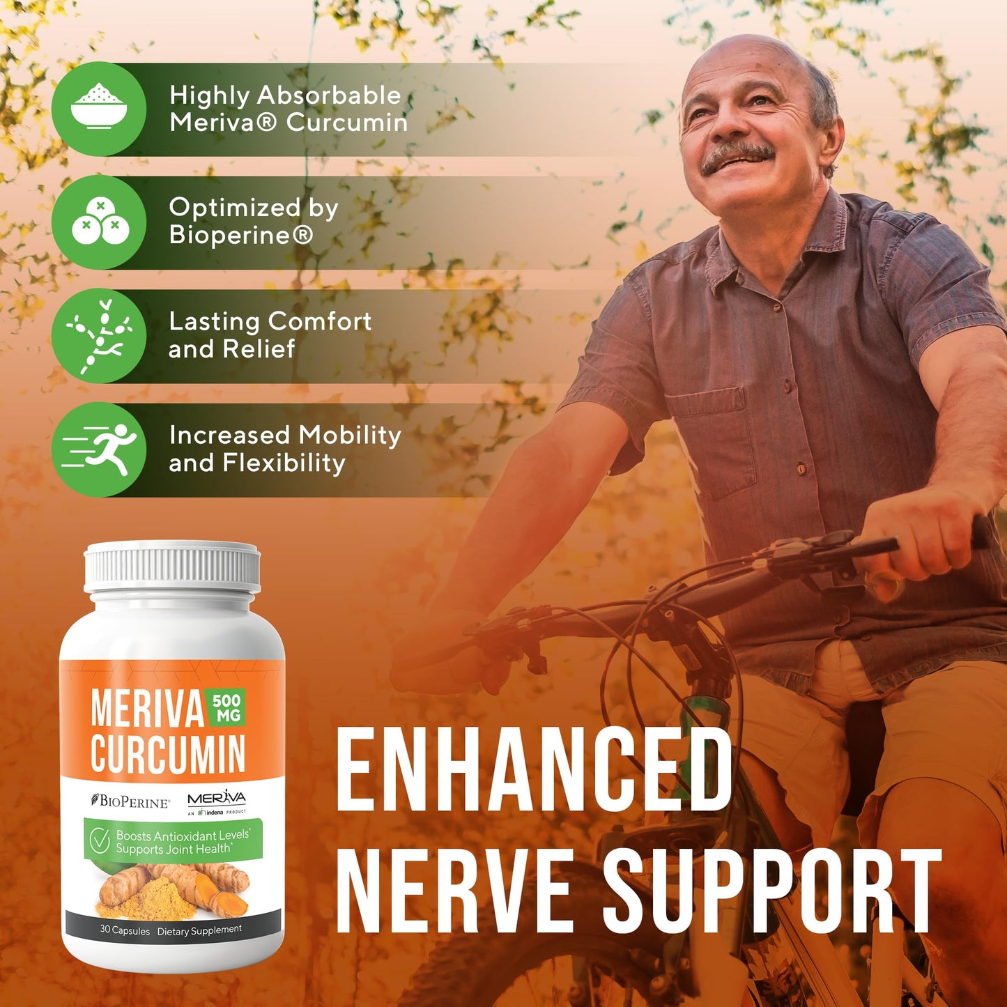 NERVE RENEW Meriva Curcumin with Black Pepper and Bioperine - Antioxidant Boost Nerve Support Supplement 90 Capsules